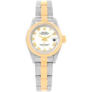 Rolex White 18K Yellow Gold and Stainless Steel Datejust 69163 Women's Wristwatch 26MM