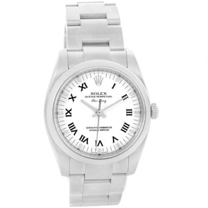 Rolex White Stainless Steel Air King 114200 Men's Wristwatch 34MM