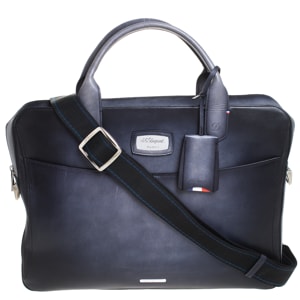 S.T. Dupont Dark Blue Ombre Leather Atelier Document Briefcase
