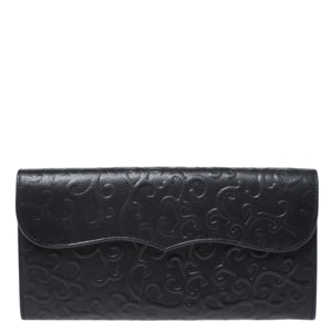 Saint Laurent Black Embossed Leather Continental Wallet