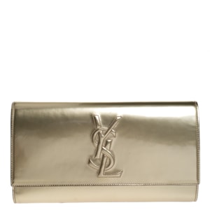 Saint Laurent Paris - Saint laurent gold patent leather belle de jour flap clutch