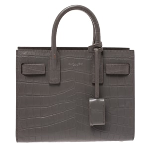 Saint Laurent Paris - Saint laurent grey croc embossed leather nano classic sac de jour tote