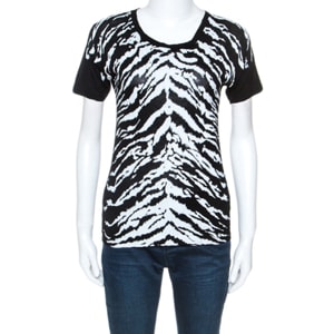 Saint Laurent Paris Monochrome Animal Stripes Print Jersey T-Shirt S