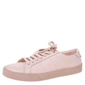 Saint Laurent Paris Pink Leather Andy Low Top Sneakers Size 38.5