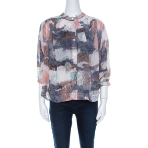 See by Chloe Multicolor Georgette Abstract Print Oversized Blouse S