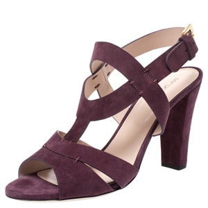 Sergio Rossi Burgundy Suede Ankle Strap Sandals Size 40