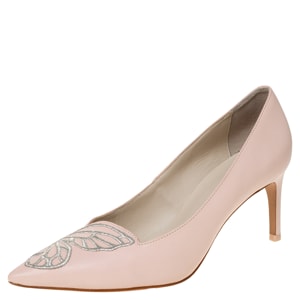 Sophia Webster Light Pink/Silver Leather Bibi Butterfly Pointed Toe Pumps Size 38.5