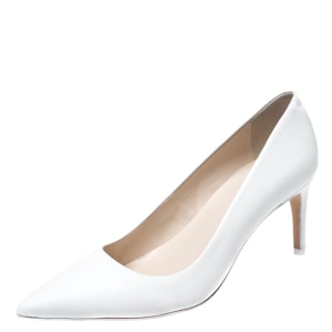 Sophia Webster White Leather Lola Pointed Toe Pumps Size 37.5