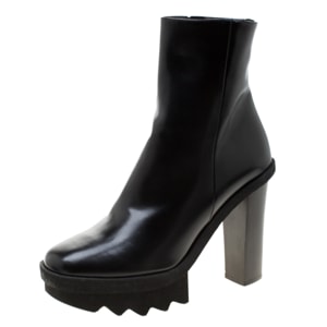 Stella McCartney Black Faux Leather Platform Ankle Boots Size 40