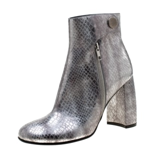 Stella McCartney Metallic Silver Python Embossed Faux Leather Ankle Boots Size 40