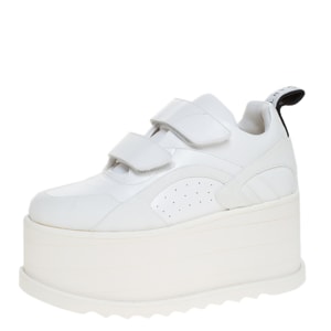 Stella McCartney White Faux Leather And Faux Suede Turbo Eclypse Platform Sneakers Size 38