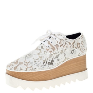 Stella McCartney White Lace Elyse Platform Lace Up Sneakers Size 36.5