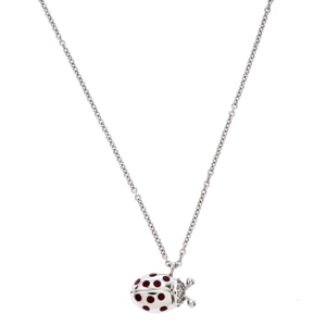 Tiffany & Co. 18K White Gold and Diamond Set Ladybug Pedant Chain Necklace