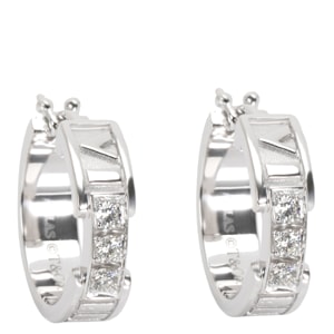 Tiffany & Co. Atlas 0.2 CTW Diamond 18K White Gold Hoop Earrings