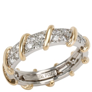 Tiffany & Co. Schlumberger Platinum & 18K Yellow Gold 7/8 CTW Diamond Band Ring Size 54