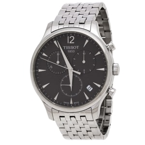 Tissot Anthracite Stainless Steel Tradition T063617A Chronograph Men's Wristwatch 42 mm