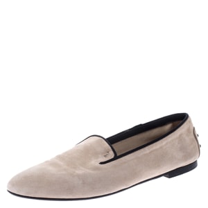 Tod's Beige Suede Slip On Loafers Size 38