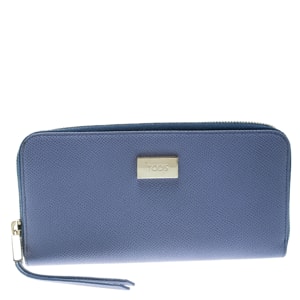 Tod's Lilac Leather Zip Around Continental Wallet