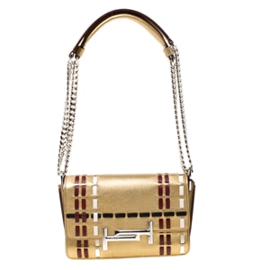 Tod's Metallic Gold Leather Shoulder Bag