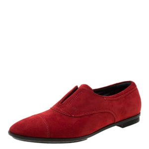 Tod's Red Suede Cap Toe Loafers Size 39.5