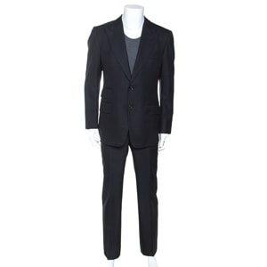 Tom Ford Black Wool Twill Tailored Suit L