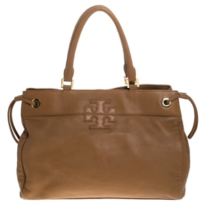 Tory Burch Brown Leather Drawstring Tote