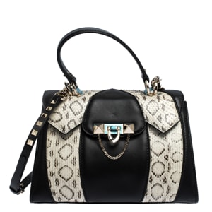 Valentino Black/Roccia Ayers Leather Small Top Handle Bag