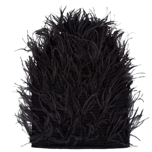 Valentino Black Wool and Feather Embellishments Beanie Hat