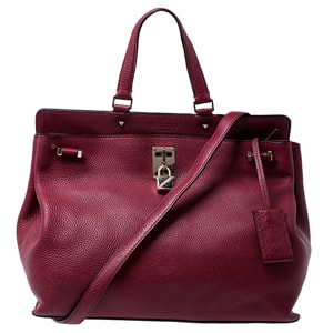 Valentino Burgundy Leather Top Handle Bag