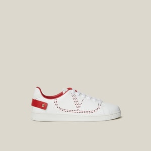Valentino Garavani White V-Logo Leather Sneakers Size IT 38.5