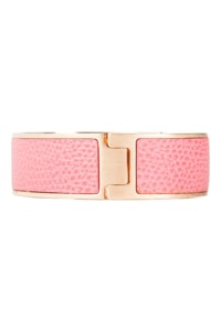 Valextra Pink Leather Gold Tone Hinged Bracelet