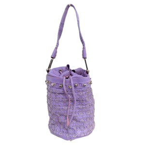 Versace Purple Leather Studded Bucket Bag
