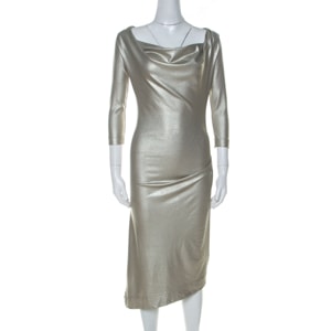 Vivienne Westwood Anglomania Metallic Stretch Knit Asymmetric Dress S