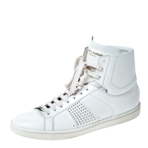 Yves Saint Laurent White Leather Lace Up Sneakers Size 38