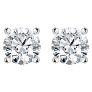 C W Sellors Diamond Jewellery - 18ct white gold 0.80ct diamond solitaire brilliant cut stud earrings