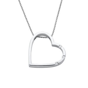 18ct White Gold Diamond Open Heart Necklace