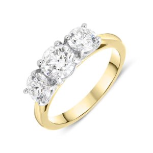 C W Sellors Diamond Jewellery - 18ct yellow gold 2.95ct diamond brilliant cut trilogy ring