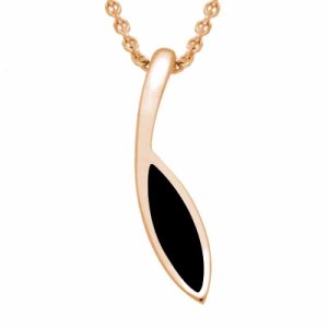 C W Sellors - 9ct rose gold whitby jet toscana marquise necklace