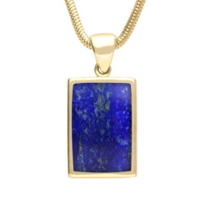 9ct Yellow Gold Lapis Lazuli Oblong Necklace