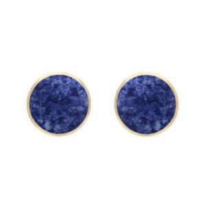 C W Sellors - 9ct yellow gold sodalite 4mm classic small round stud earrings