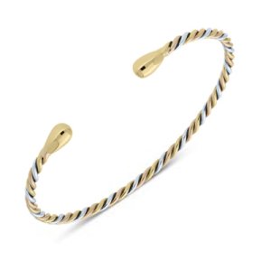 9ct Yellow, White and Rose Gold Twisted Torc Bangle