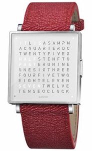 QLOCKTWO Watch W39 Pure White Red Grain Leather