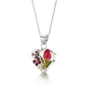 Shrieking Violet Sterling Silver Floral Heart Necklace