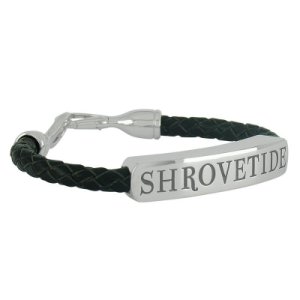 Shrovetide Sterling Silver Leather Ladies Black Bracelet