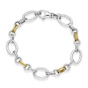 Sterling Silver 18ct Yellow Gold Round Links Handmade Bracelet