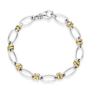 Sterling Silver 9ct Yellow Gold Oval Links Handmade Bracelet