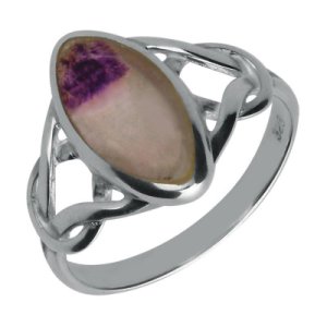 C W Sellors - Sterling silver blue john marquise celtic ring