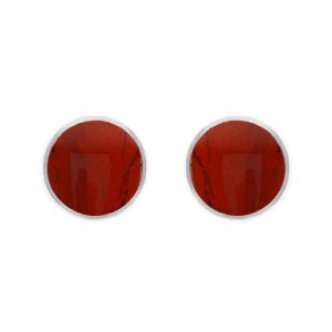 C W Sellors - Sterling silver jasper 4mm classic small round stud earrings