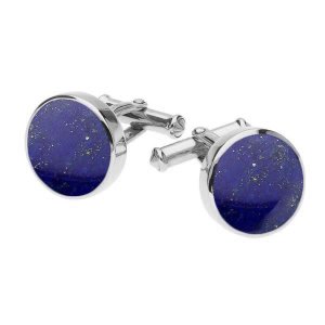 Sterling Silver Lapis Lazuli Round Shape Cufflinks