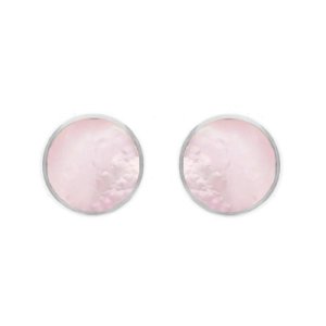 Sterling Silver Pink Mother of Pearl 4mm Classic Small Round Stud Earrings